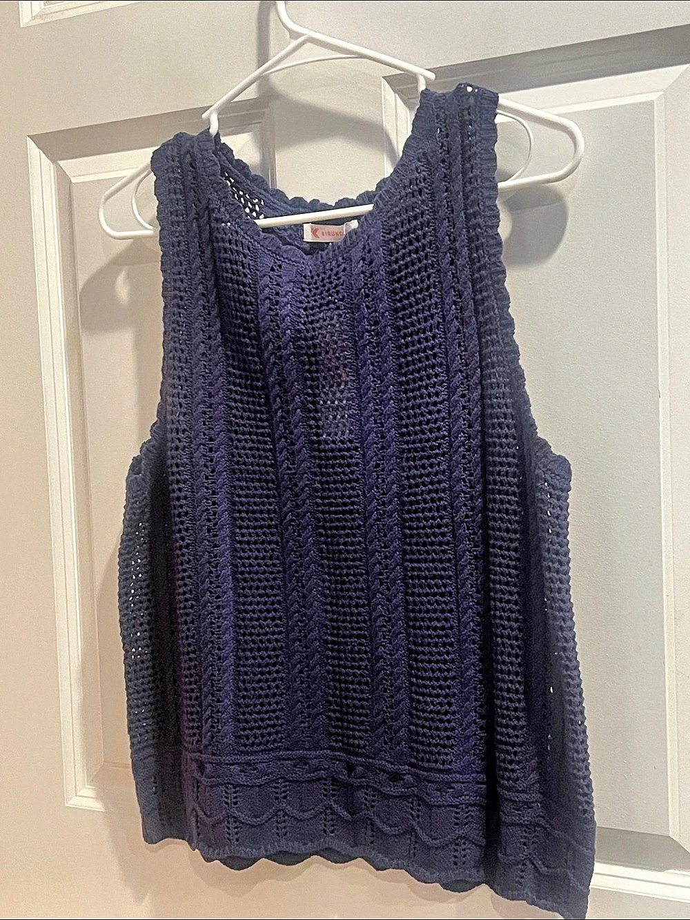 Crochet Knit Tank Top in Blue Like New